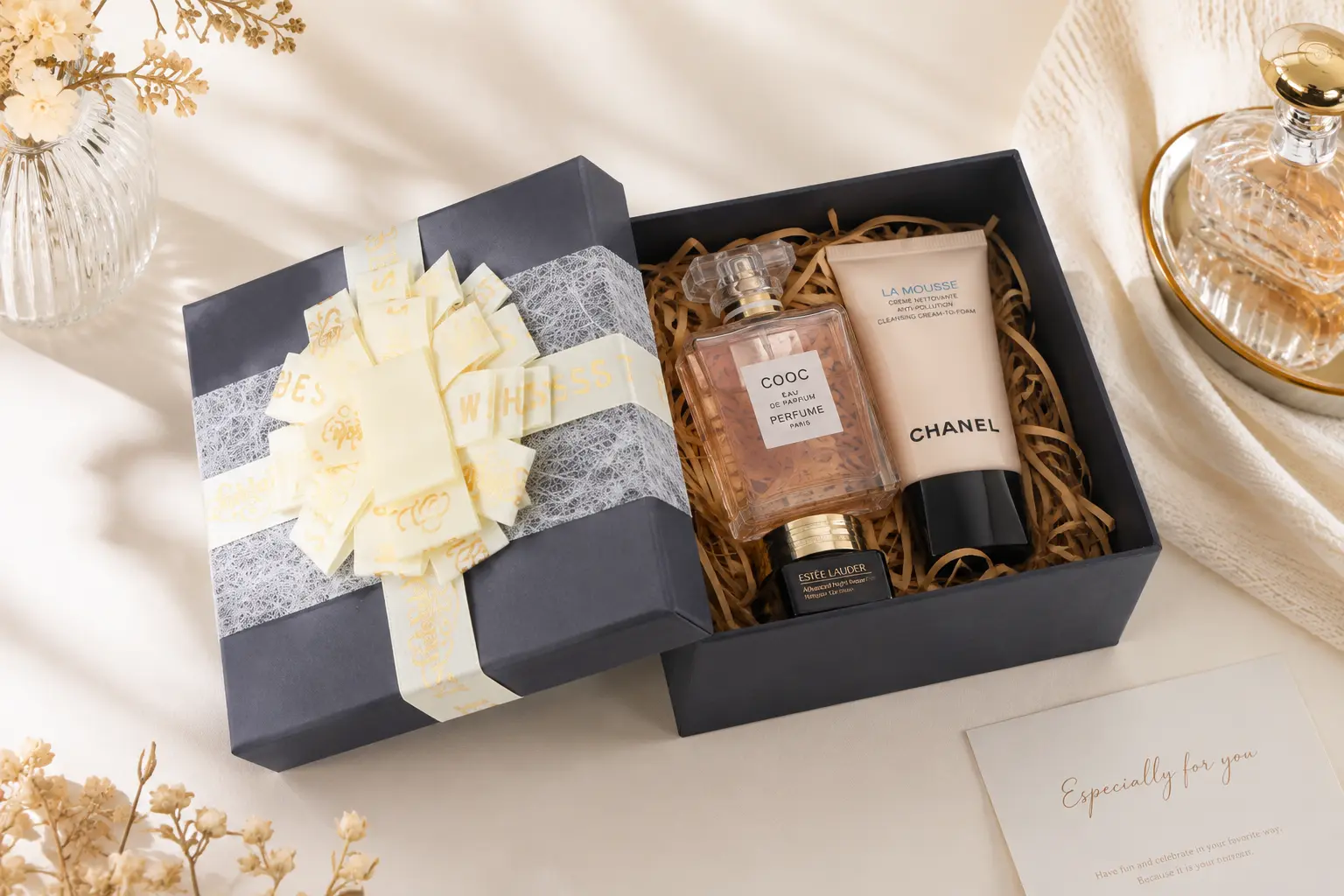 Boîte cadeau with luxury gift set and magnetic closure