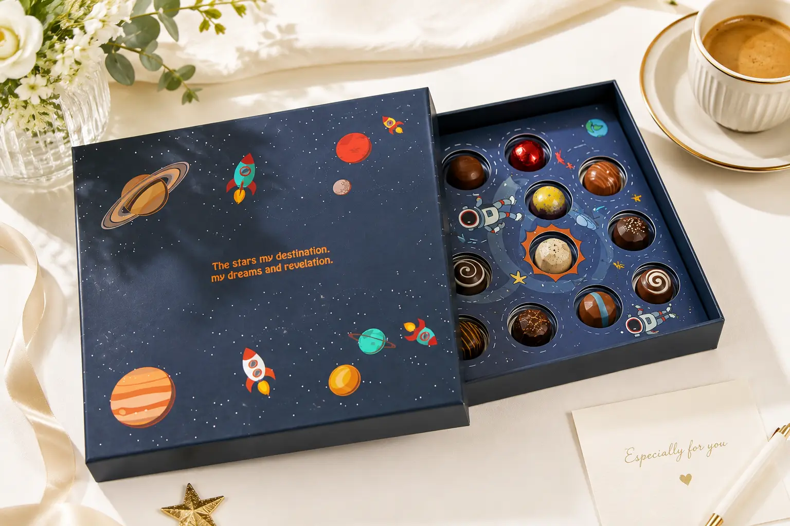 Boîte chocolat avec coffret cadeau premium