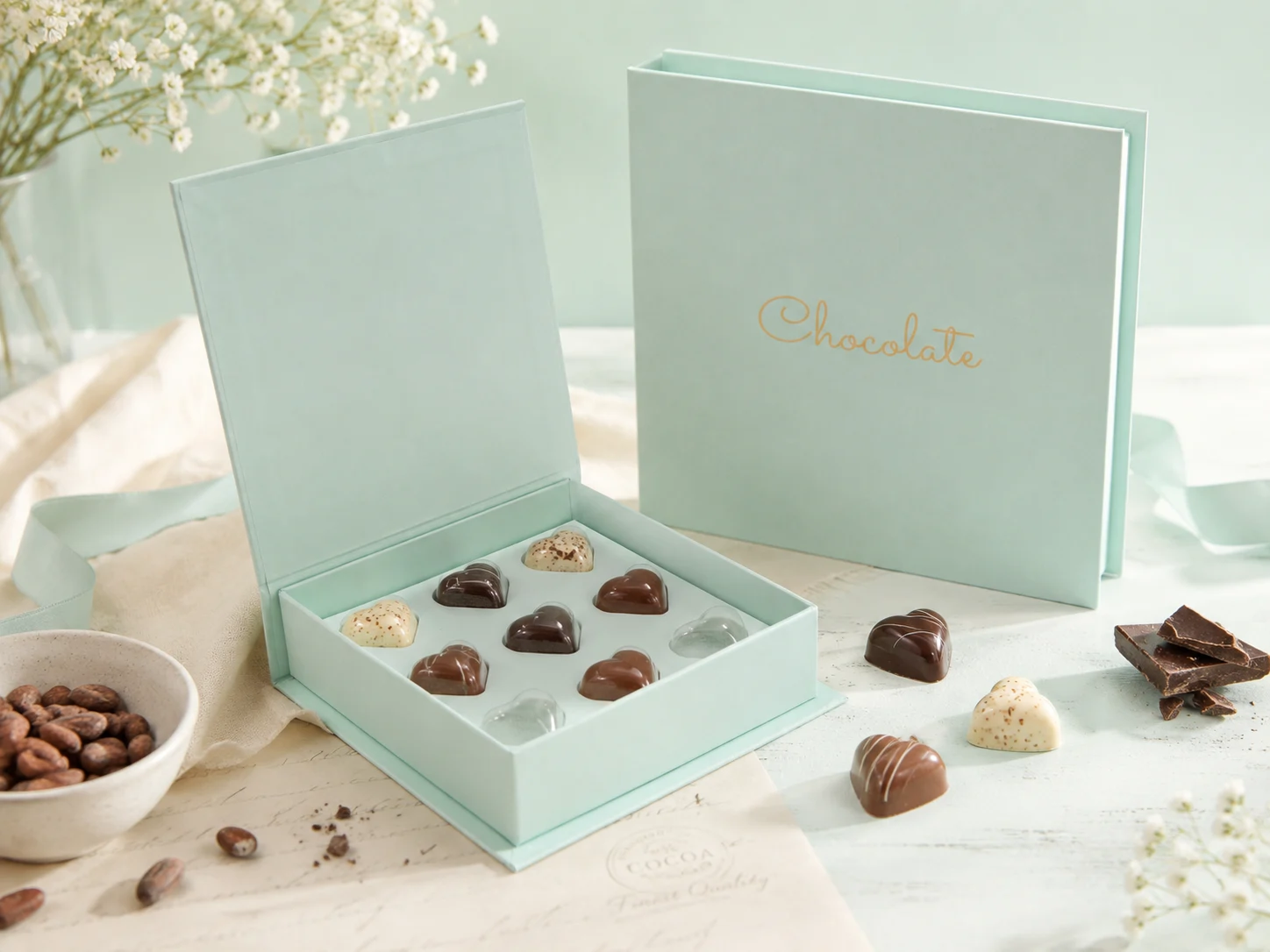 Luxury chocolate box with premium rigid construction