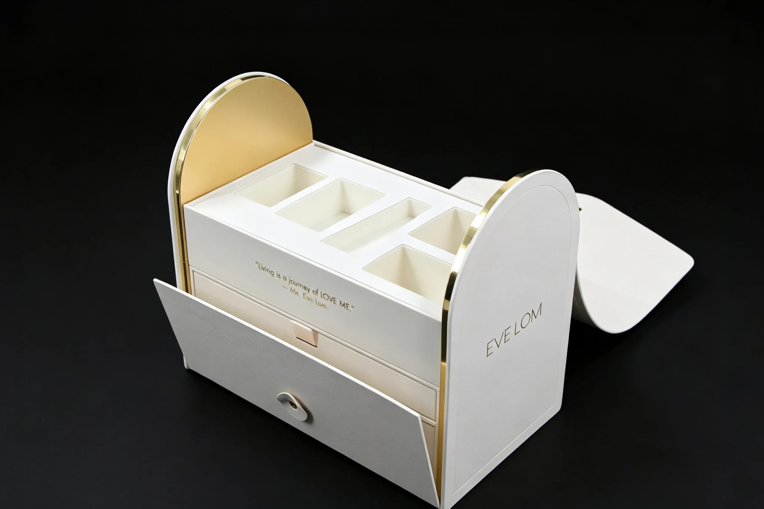 What is a rigid box? A personalised rigid gift box with a gold-lined interior