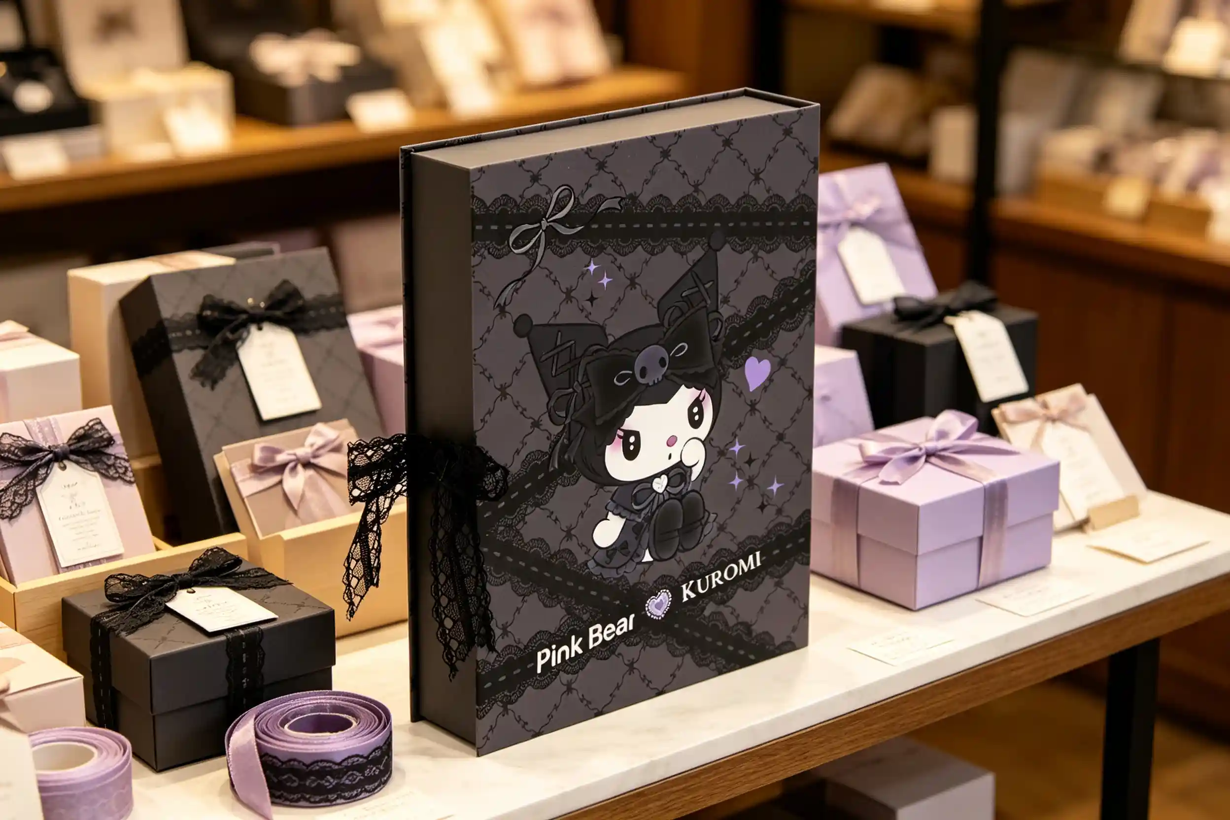 Cadeaudoos collectie uitgestald in showroom