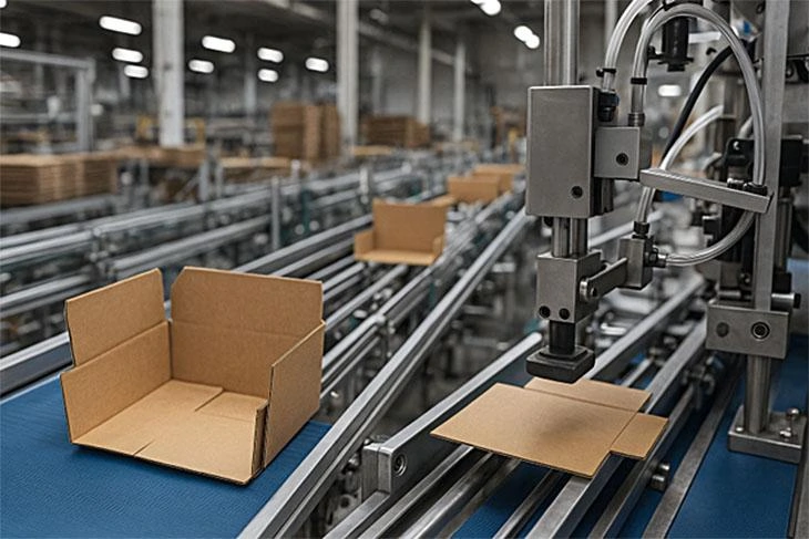 Automated paper box production line used for manufacturing packaging products