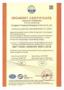 Topvisio ISO 45001 occupational health and safety certificate