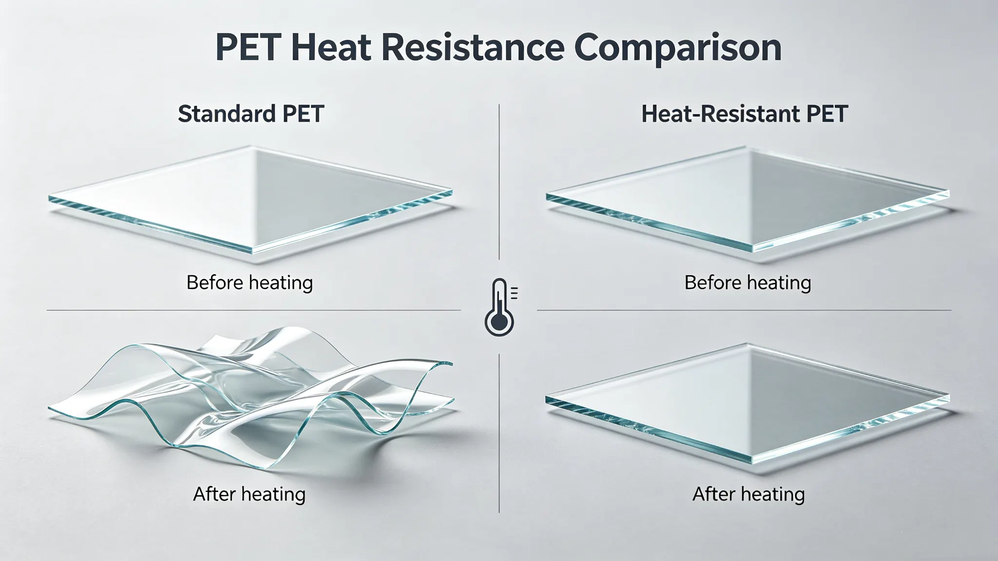 Clear packaging PET window quality comparison