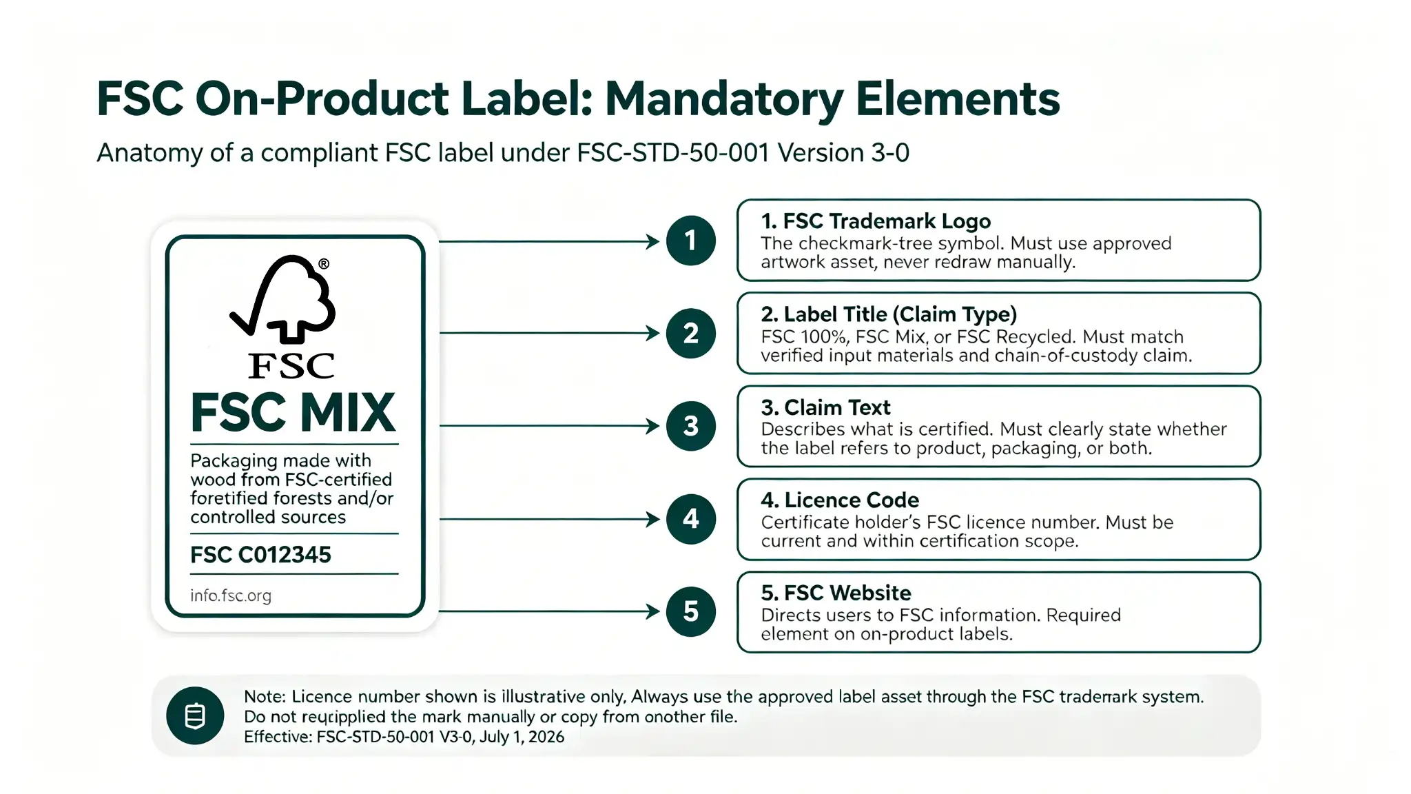 Mandatory elements of an FSC on-product packaging label
