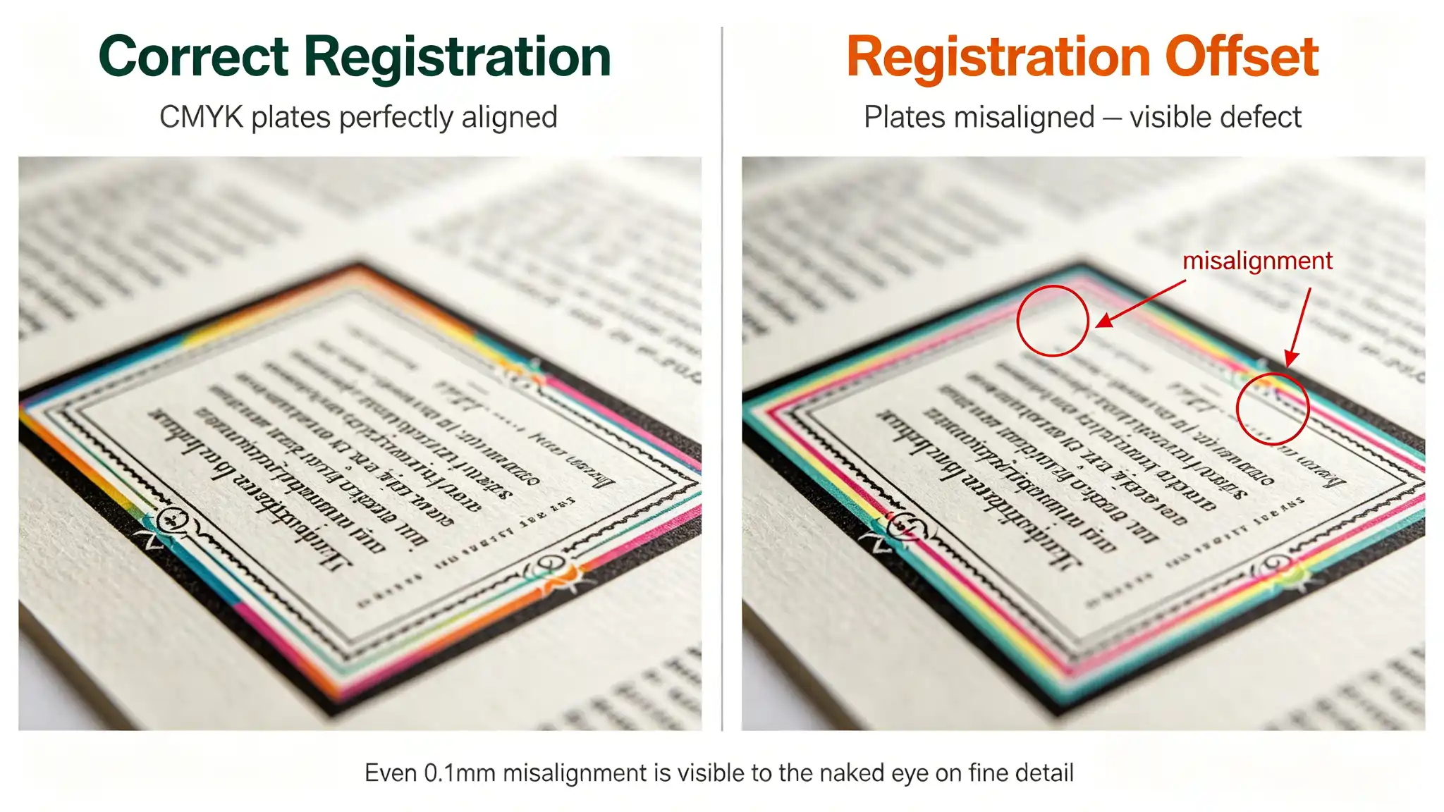 Packaging finish print registration comparison