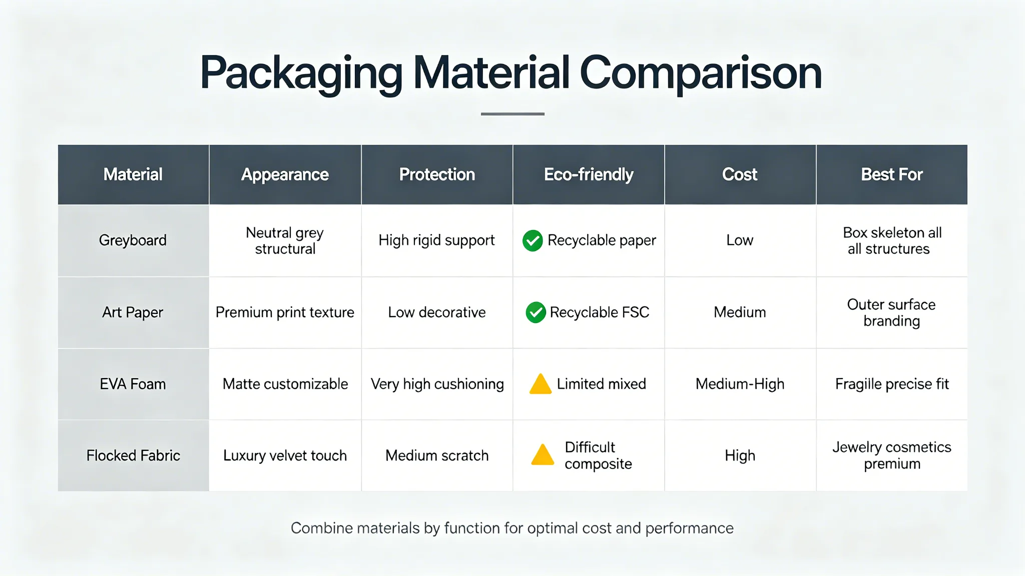 Packaging materials comparison guide