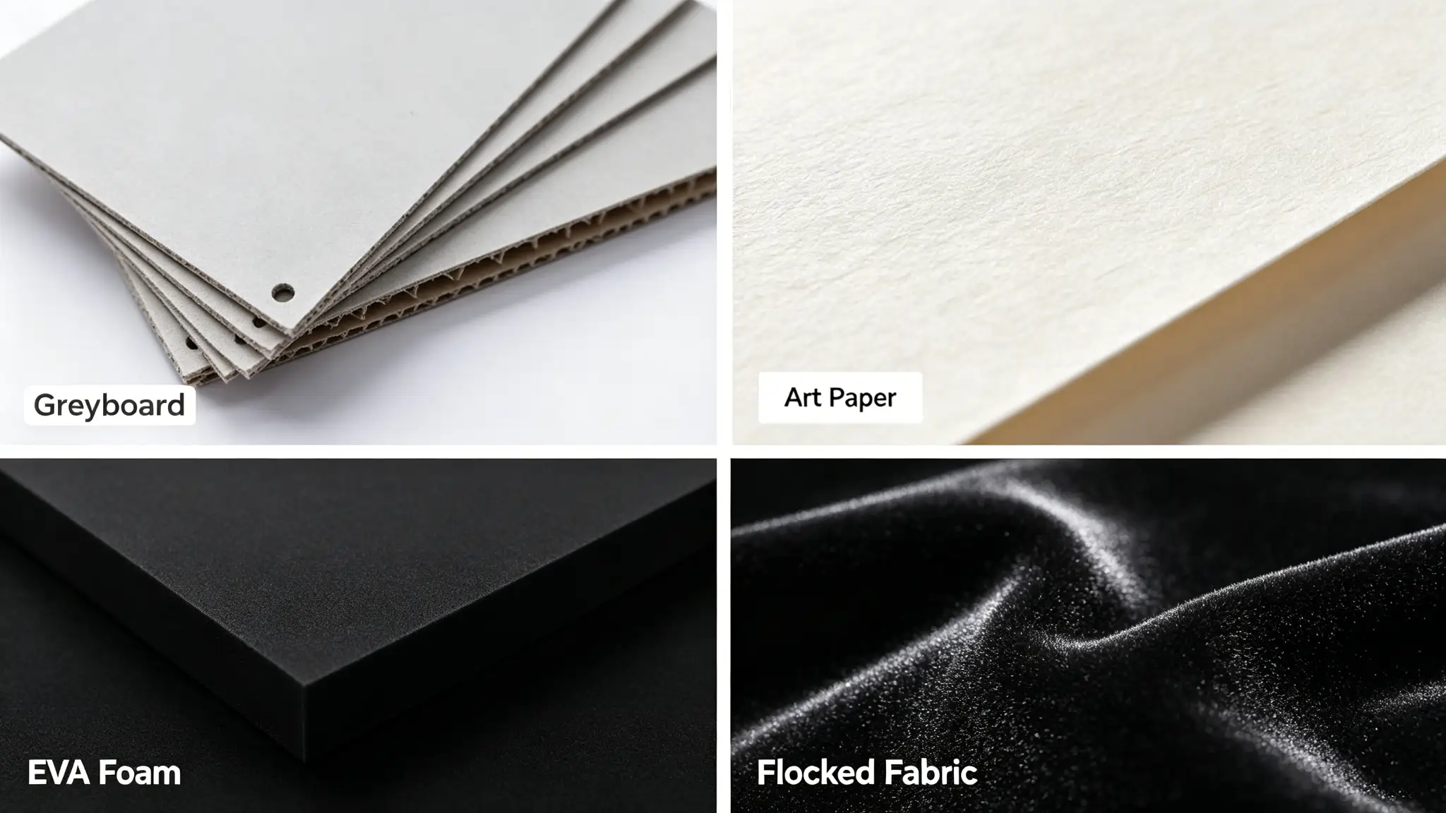 Packaging materials paper and fabric finish comparison