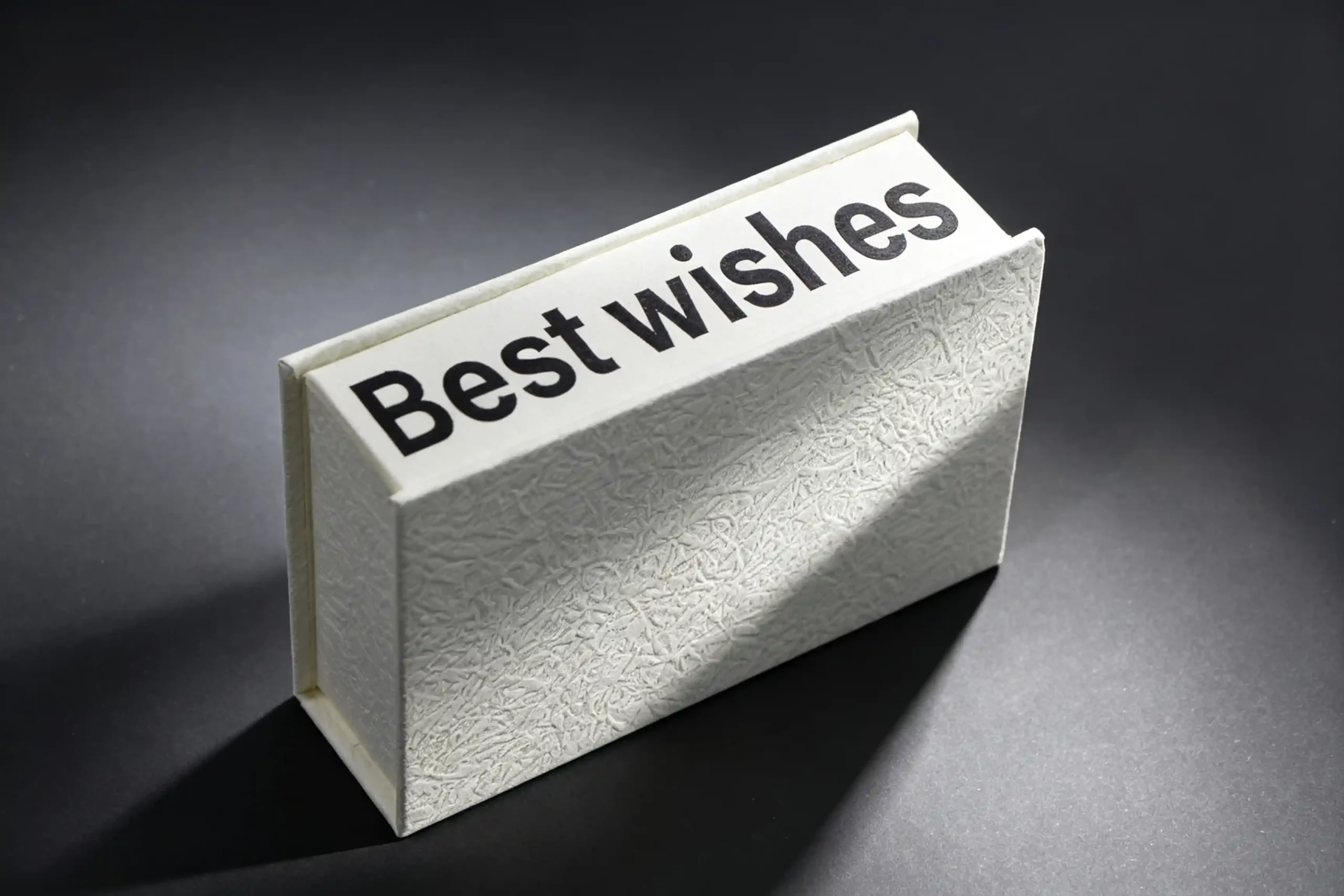 Two-piece magnetic gift box finished with textured pebble paper
