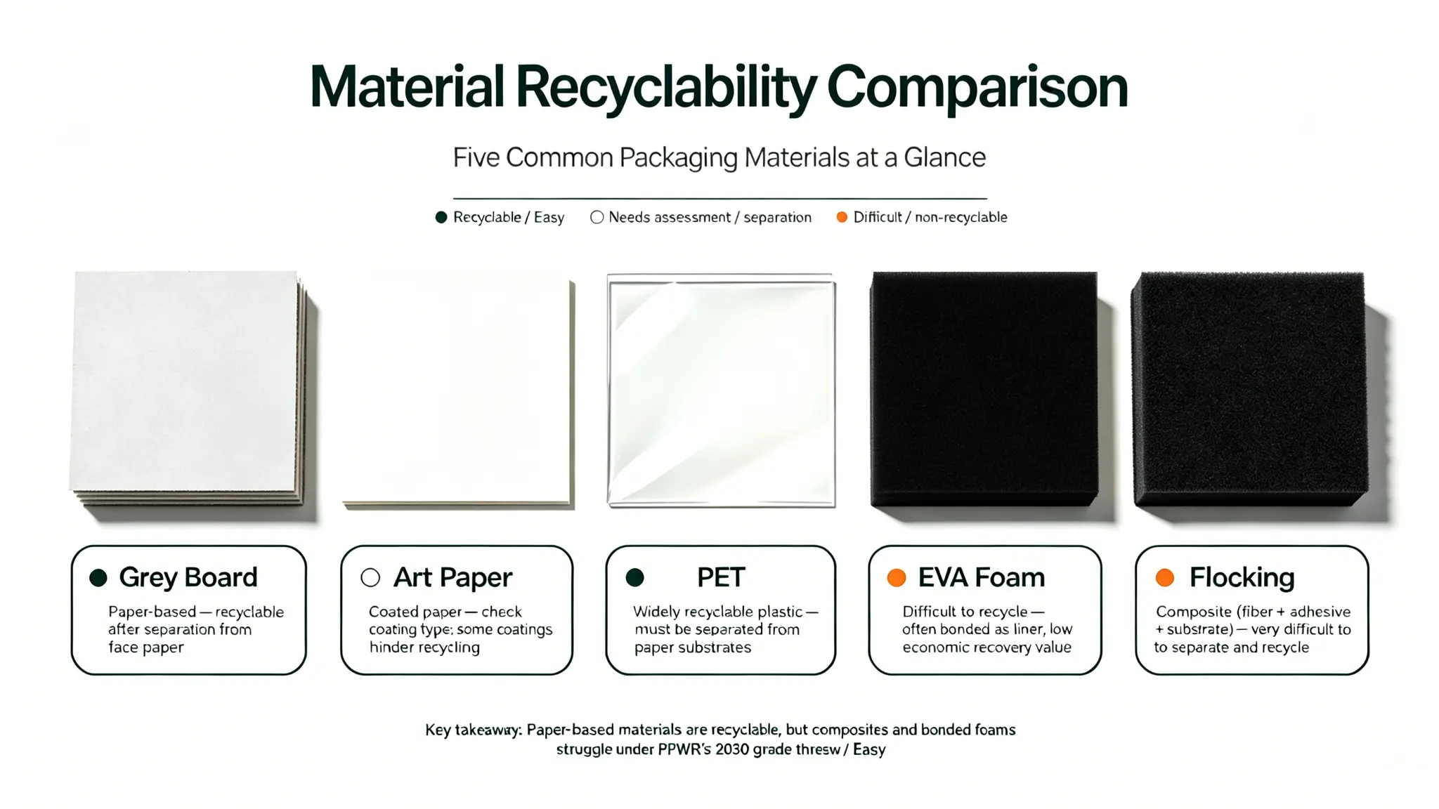 PPWR material recyclability comparison for packaging