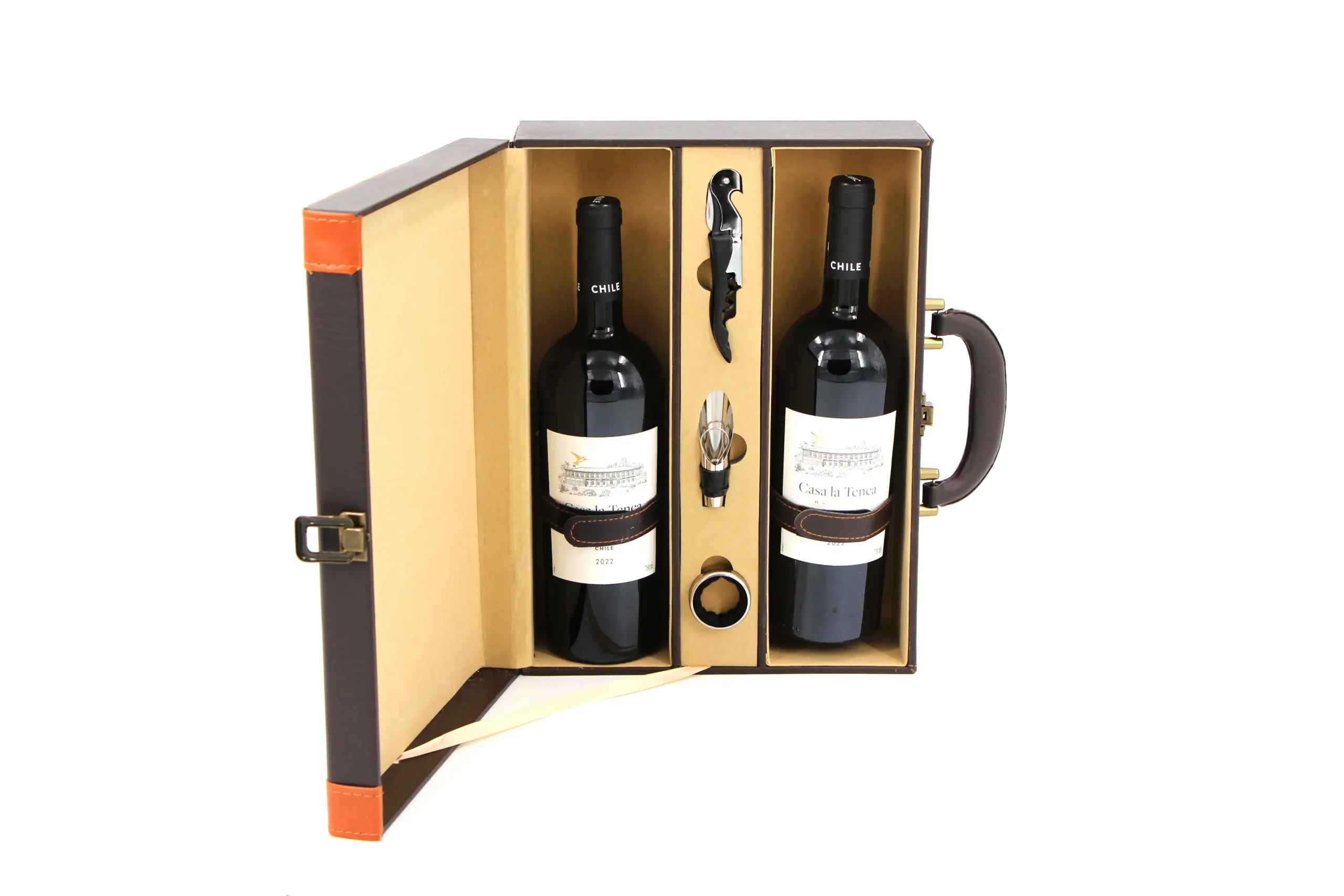 Weinverpackung double wine bottle gift box with customized compartments