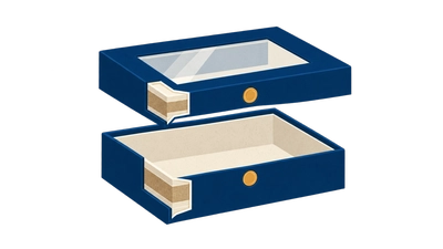 EPR plastic components in a rigid gift box showing magnetic closure and window film