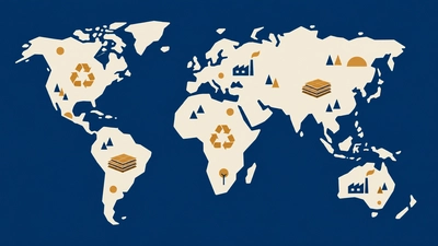 Extended producer responsibility for packaging illustration showing global waste management