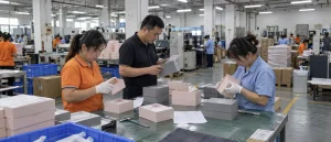 Retail audit and rigid gift box quality inspection at Topvisio factory